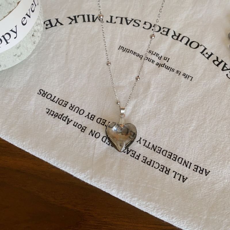 Faux Choker Station Heart Pendant Crystal