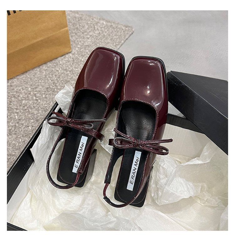 Toe Square Mary Pumps Jane Slingback Bow