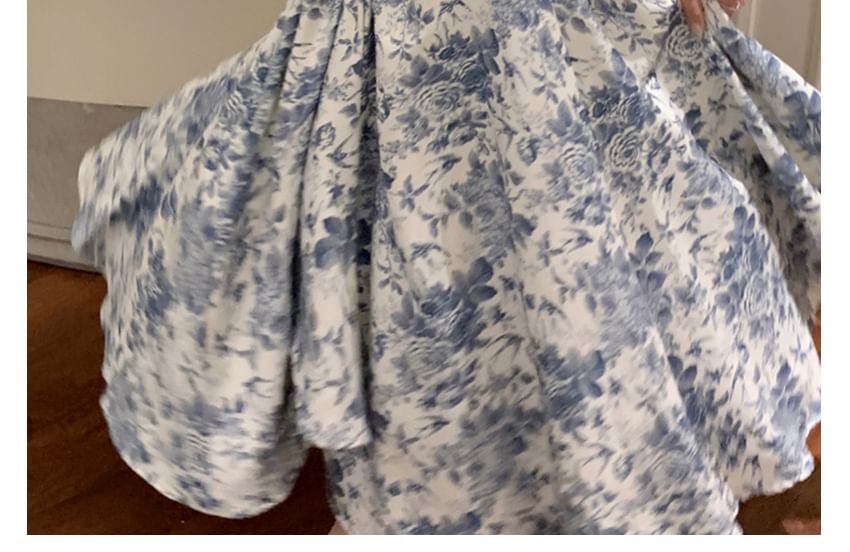 Maxi Dress V-Neck Floral Print A-Line Sleeveless