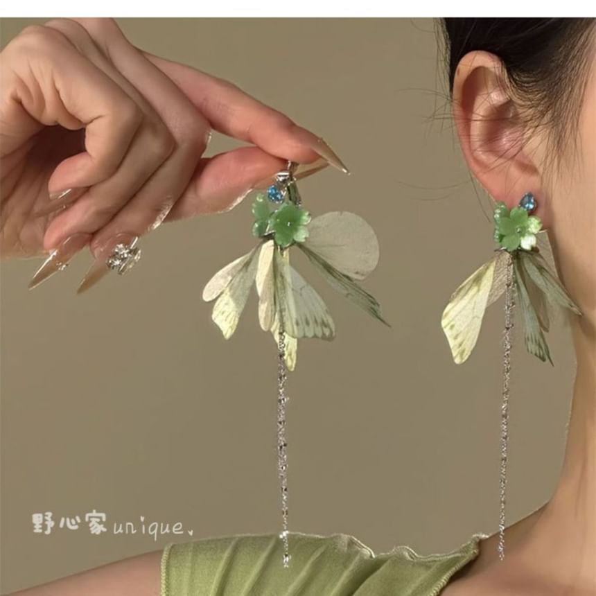 Earring Fringed Flower Drop Butterfly