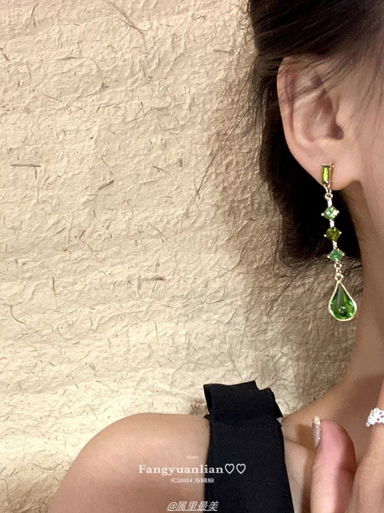 Rhinestone Earring Drop Teardrop