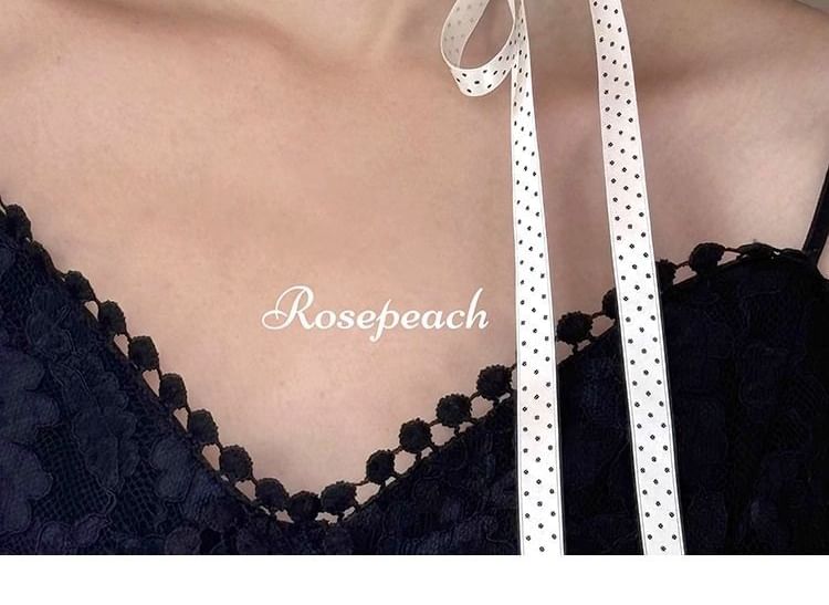 Dotted Necklace Ribbon Beaded