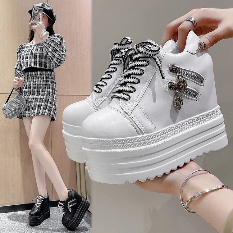 Wedge Panel Platform Hidden Zip Sneakers