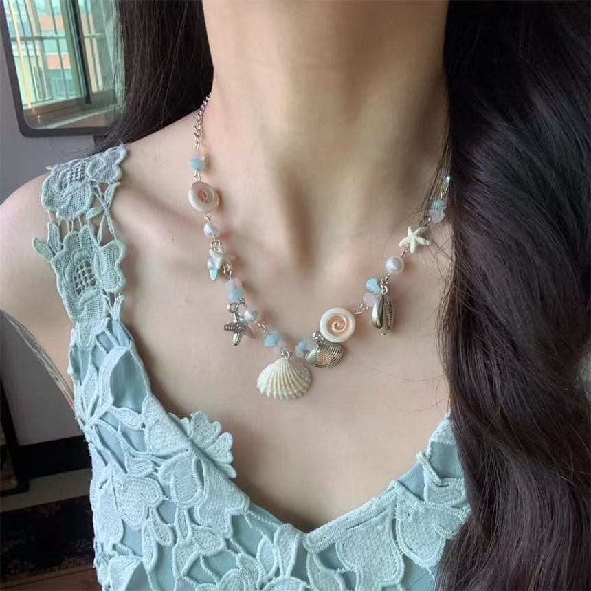 Necklace Starfish Faux Shell Pearl