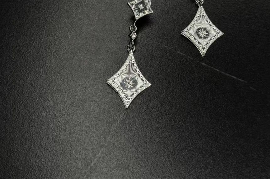 Clip-On Rhinestone Earring Drop Rhombus