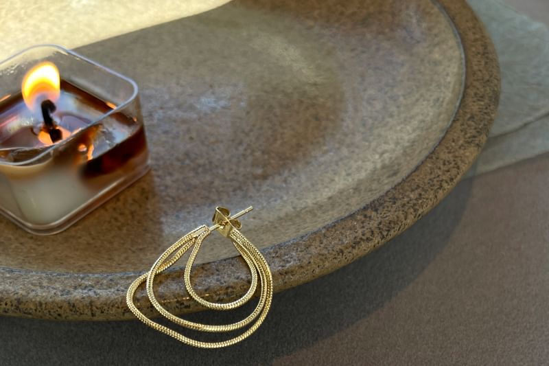 925 Hoop Layered Earring Silver Sterling