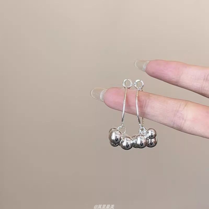 Bead Earring Polished Drop Alloy