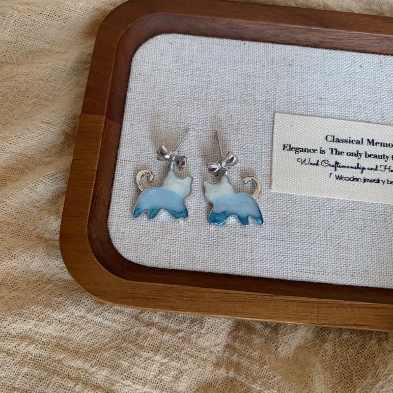 Earring Cat Alloy Resin Gradient Drop