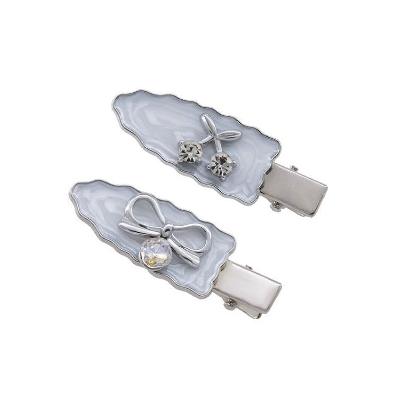 2: Rhinestone of Alloy Cherry / Bow Set Hair Clip