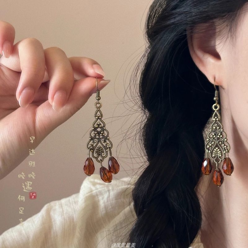 Gemstone Chandelier Alloy Earring Faux