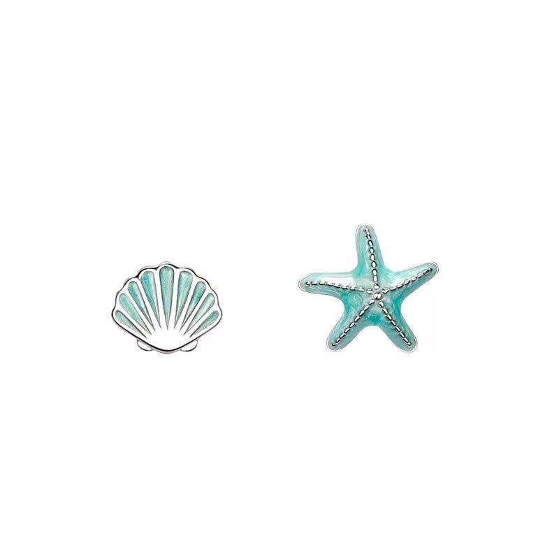 Earring Stud Starfish Asymmetrical Alloy