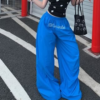 Leg / Cami Waist Elastic Bow Wide Plain Top Pants