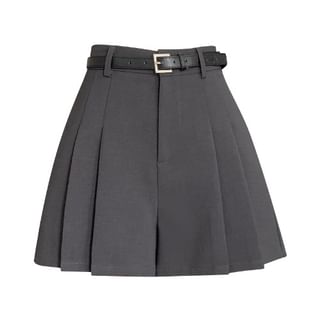 Pleated Skort Waist Plain High