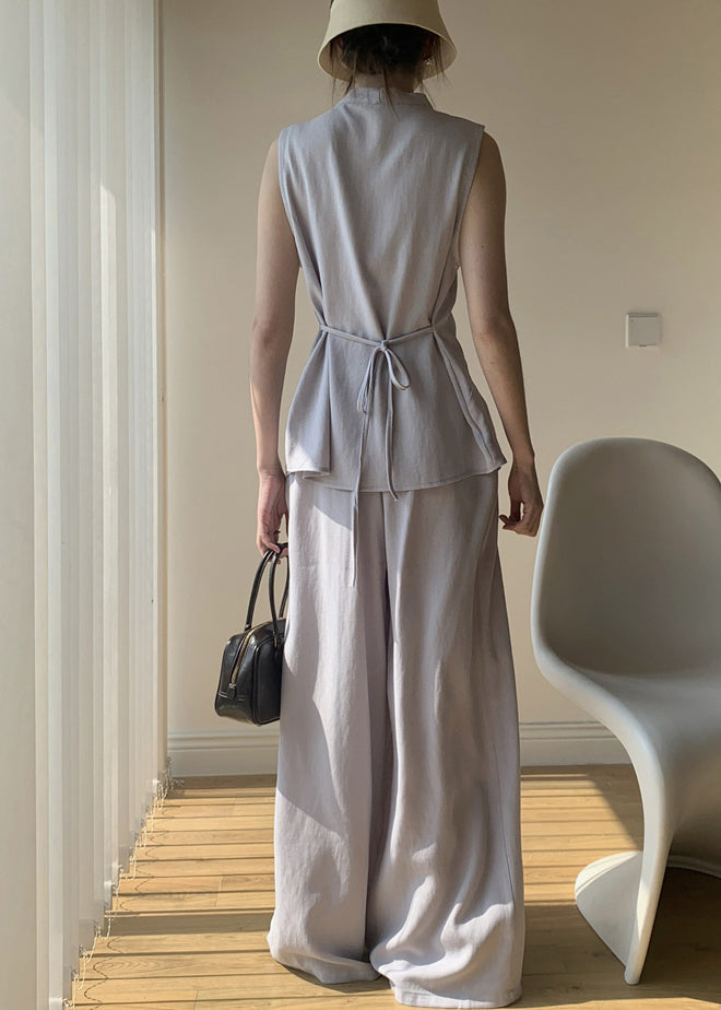 Lace Set Light V Cotton Neck Piece Solid Summer Up Two Purple