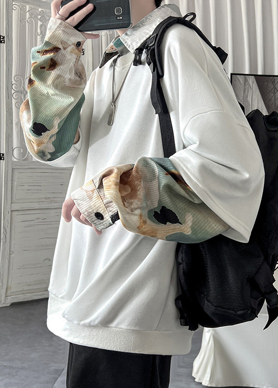 Blackish Collar Peter Two Pan Loose Patchwork Green False Pieces