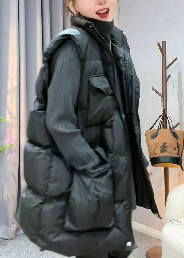 Loose Coffee Zip Up Pockets Cotton Filled Waistcoat Sleeveless YW015