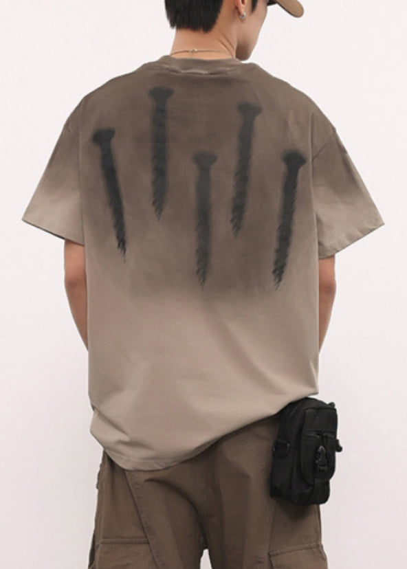 Lose Farbverlauf O Neck Alphabet Baumwolle Herren T Kurzarm LK048