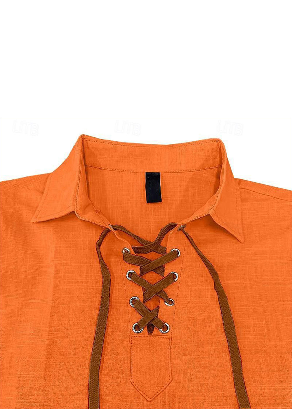 Cotton Fall Peter Men Orange Loose Shirt Pan Up Collar Lace