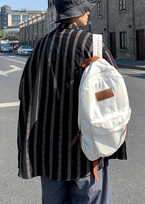 Summer Shirt Orange Men Pan Striped Loose Collar Cotton Peter