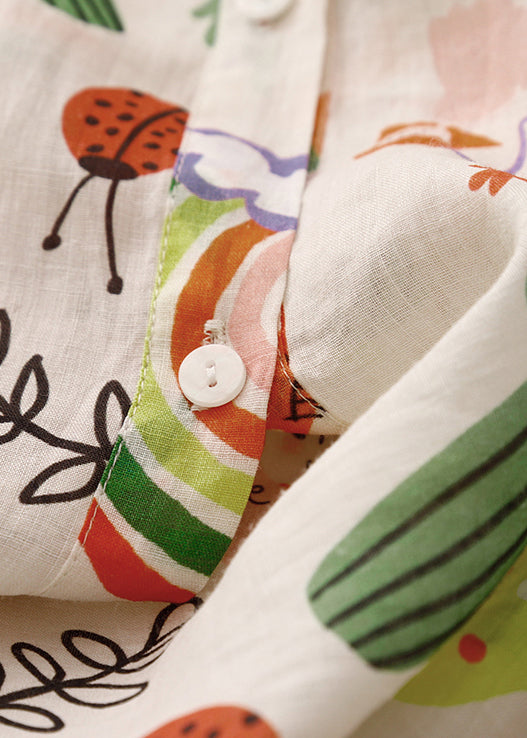 Loose Print Collar Pan Cotton Peter Shirts Spring