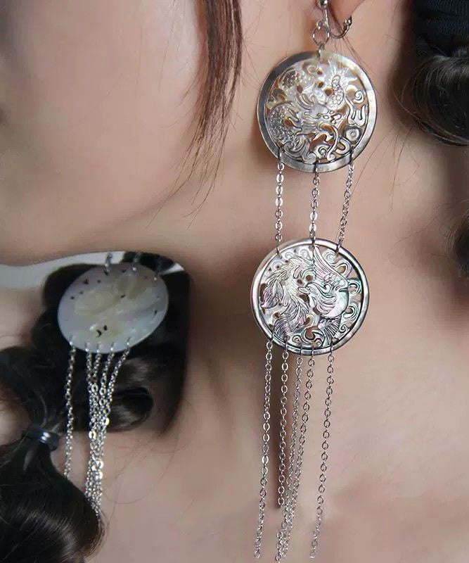 Earrings Silk Sterling Drop Tassel Single Loose Silver