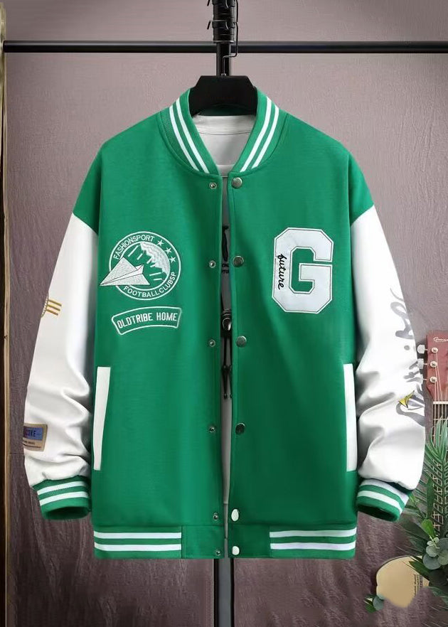 Modern Black Letter Patchwork Cotton Mens Jackets Spring TC055