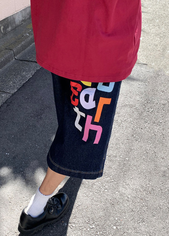 Summer High Mens Letter Denim Waist Blue Modern Pants Crop