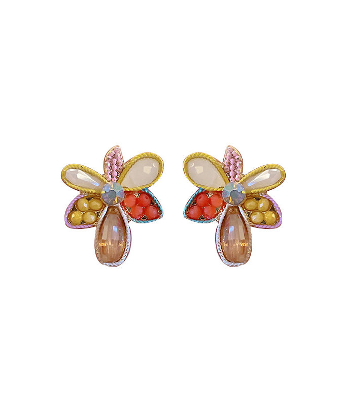 Rainbow Modern Crystal Earrings Acrylic Floral Alloy Stud