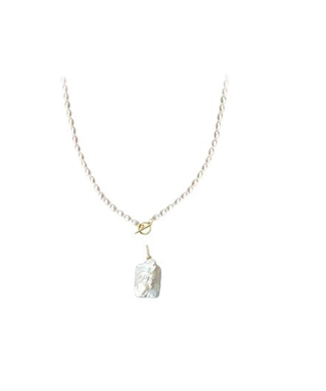 Modern White Pendant Pearl Necklace Alloy