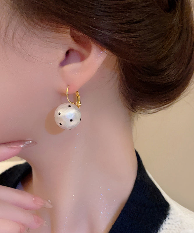 Alloy Modern Dot Hoop Earrings Pearl White Copper Cotton