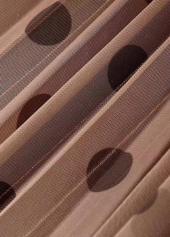 Natürlicher schwarzer Kaffee Farbverlauf Dot Print Tüll Faltenrock Frühling QQ1066