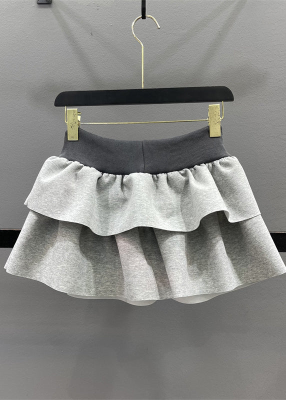 Waist Skirts Grey Natural A Drawstring Line Elastic