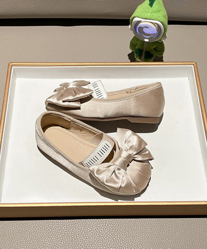 Girls Apricot Bow Flat New Splicing Shoes