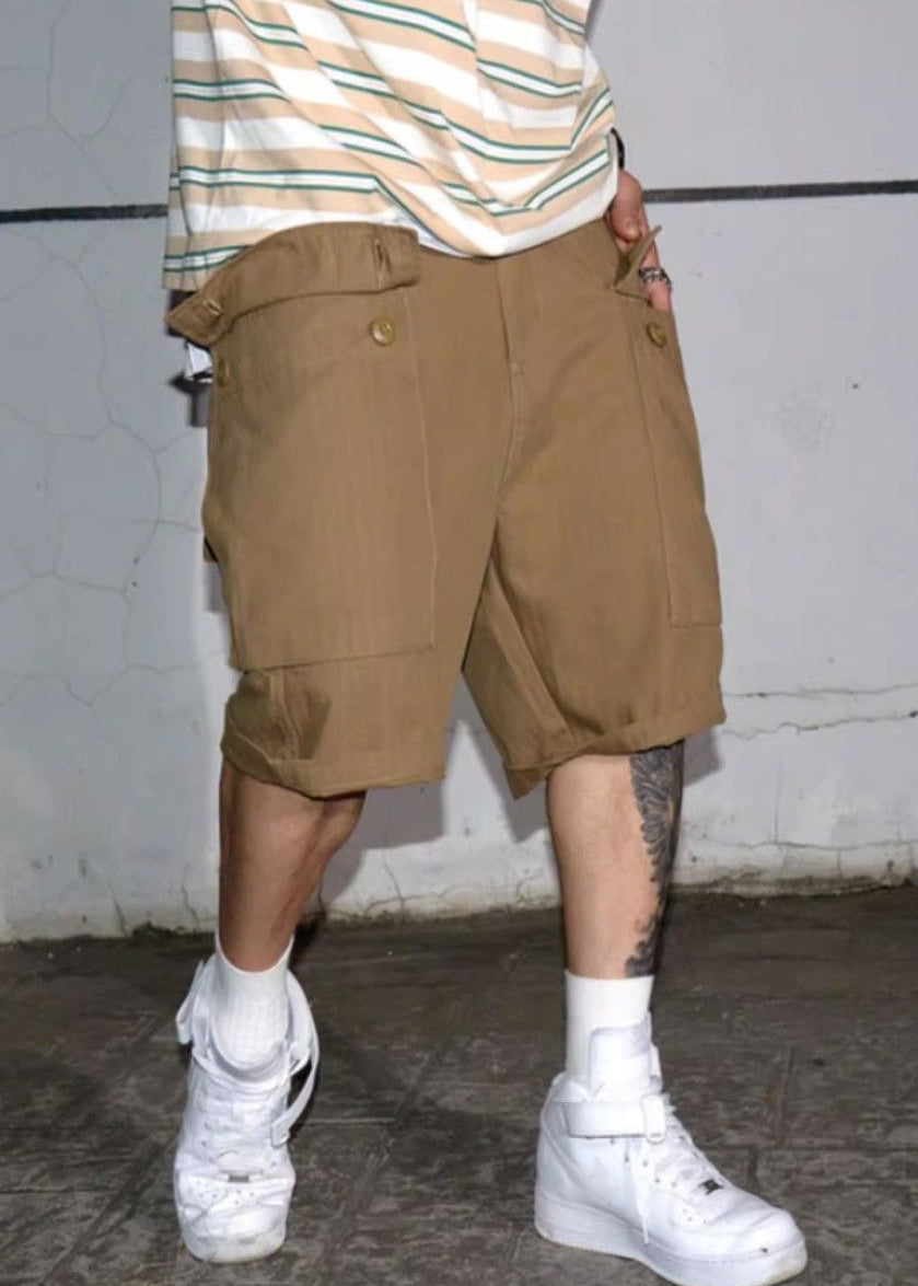 High Summer Men Waist Pockets Green Print Army Shorts Cotton New