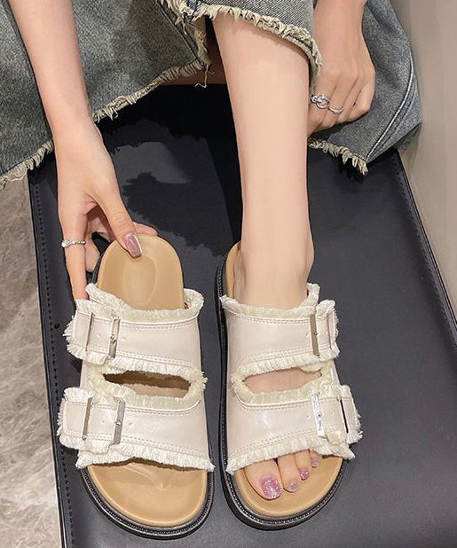 Peep New Sandals Beige Slide Toe Splicing Platform