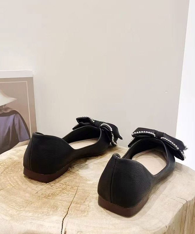 New Flat Comfy Bow Splicing Shoes Black