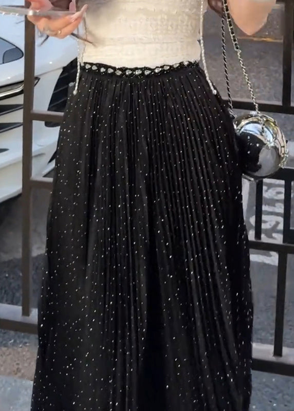 Skirts Summer Zircon Wrinkled Maxi Tulle Black New