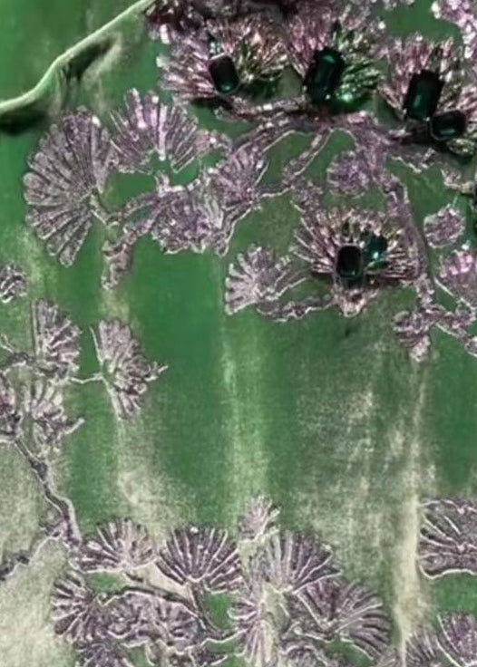 Neue Chinesische Stil Grün Stehkragen Vergoldung Asymmetrische Design Kleid Sommer BV006