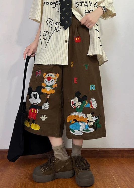 Coffee Print Denim New Pockets Pants Crop Mens Cartoon Summer