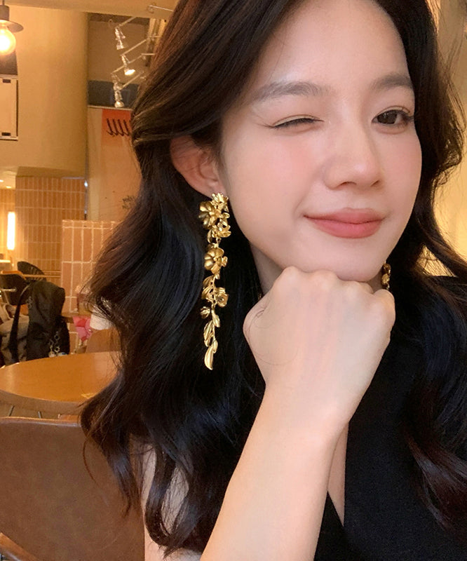 Tassel Gold Overgild New Drop Earrings Floral Copper
