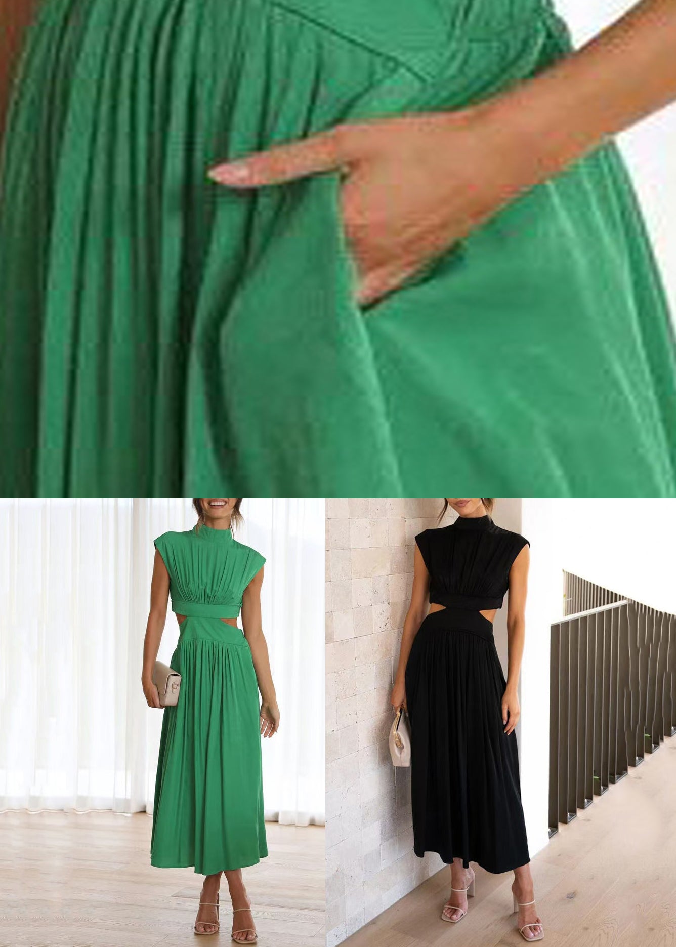 Dress Hollow Green Summer Cotton New Out Wrinkled Long