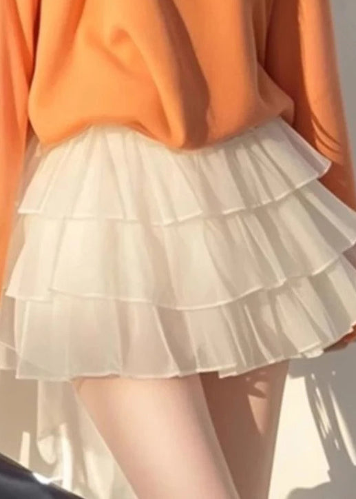 Two Cotton Piece Tops Bow New Tulle And Skirts White Set Orange