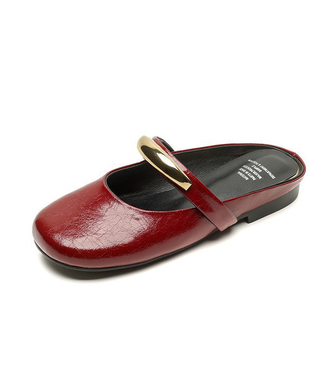 Soft Red Leather Faux Splicing Sandals New Slide