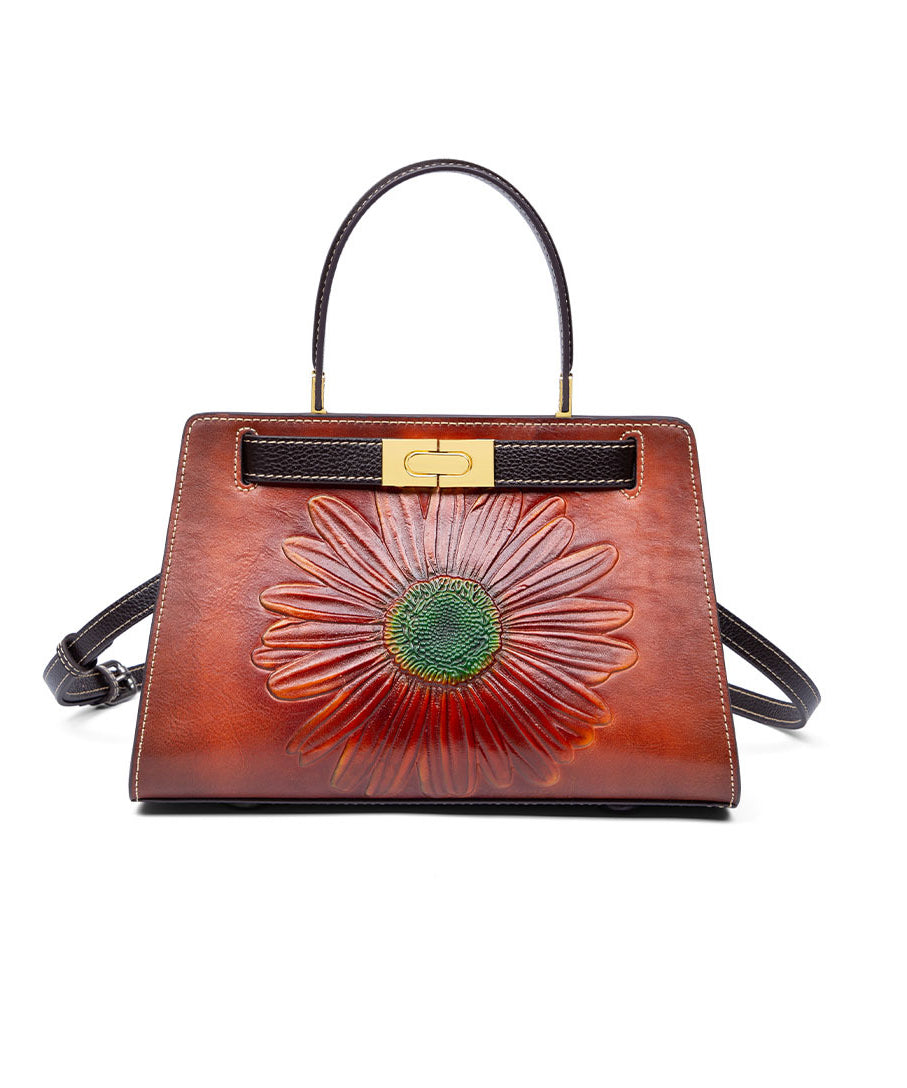 Brown Messenger New Leather Embossed Retro Bag Calf