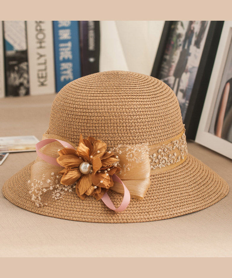 Floral New Floppy Hat Sun Rose Straw Woven