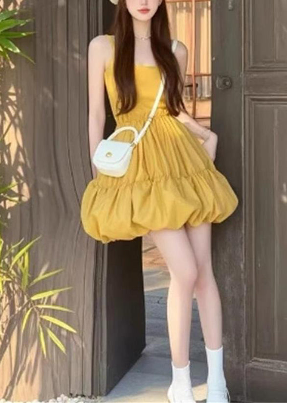 Rose Spaghetti New Dress Sleeveless Cotton Strap Solid Wrinkled