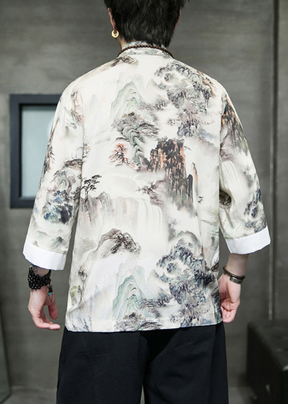 Neue Stehkragen Druckknopf Eis Seide Herren Shirts Armband Ärmel YT070