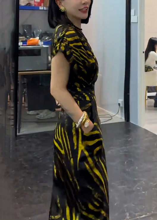 Neues gestreiftes V-Ausschnitt-Taschen-Baumwoll-langes Kleid Sommer XX072