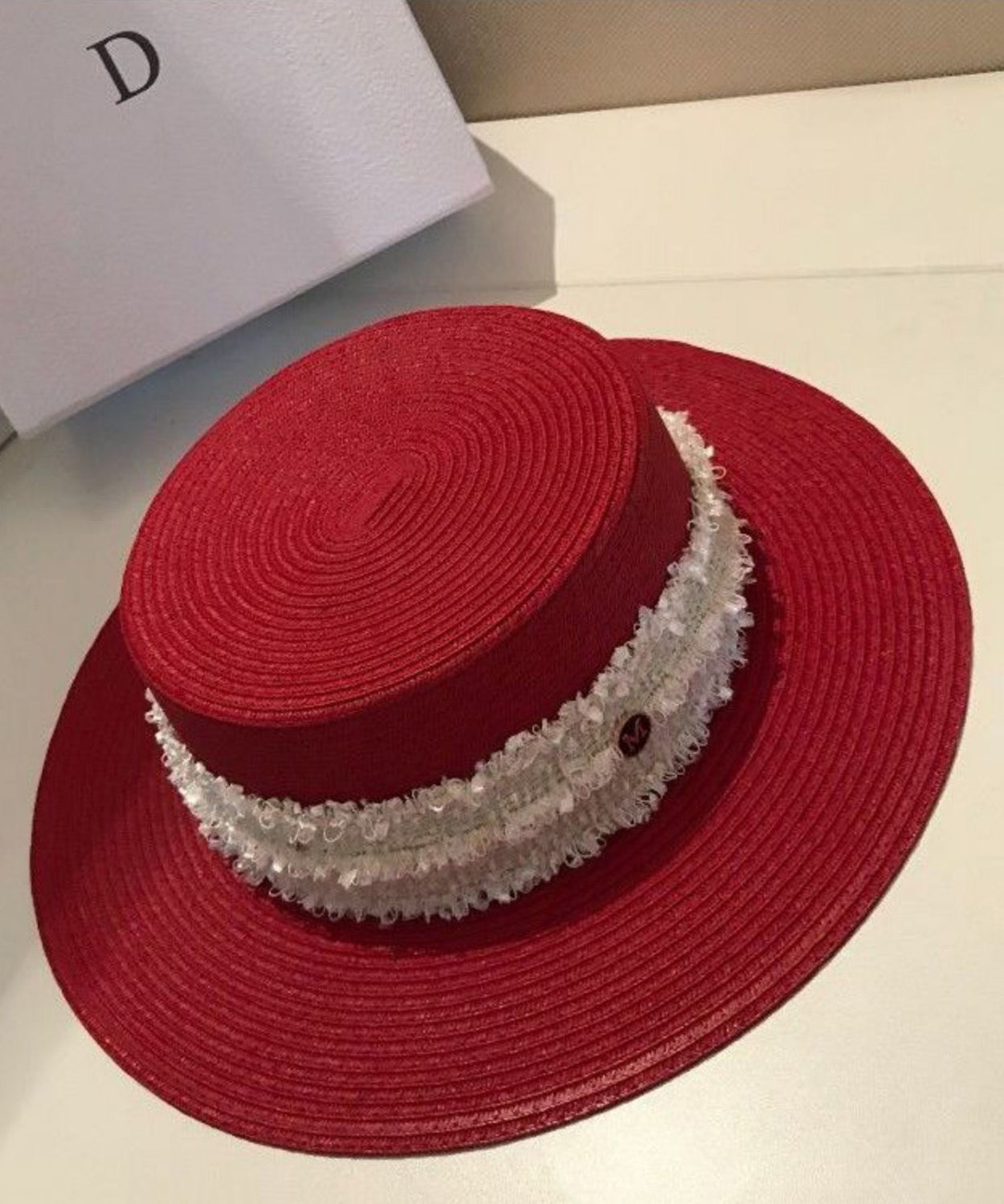 Red Hat Cloche New Straw Stylish Woven