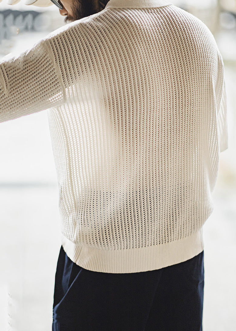 White New Shirts Hollow Mens Out Summer Polo Knit